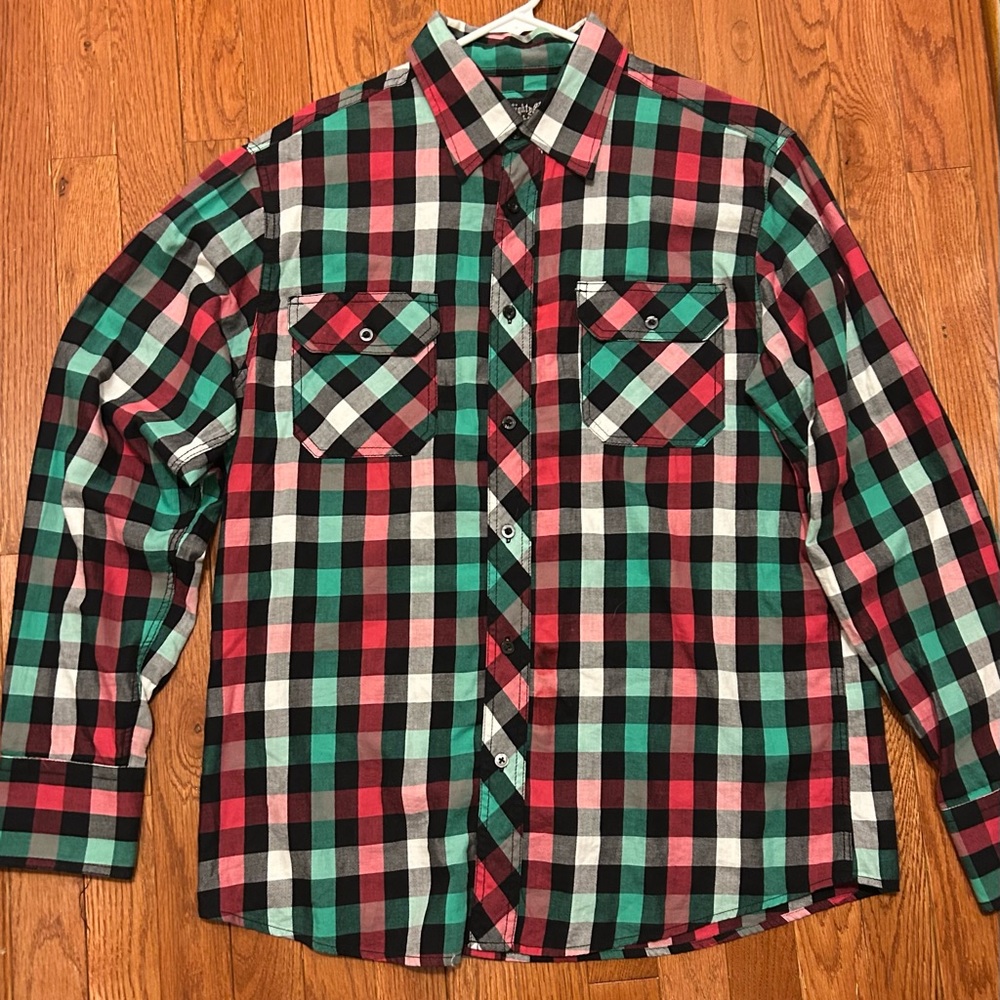 Eighty Eight Men's Plaid Shirt - Red, Green, Black